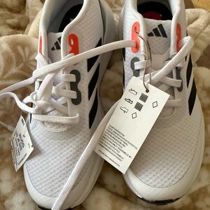 Adidas Kids White and Orange Sneakers